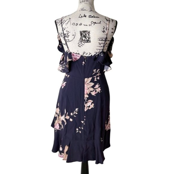 Majorelle Ruffle Mini Dress Revolve Navy Blue Floral Womens Size M - Picture 4 of 9